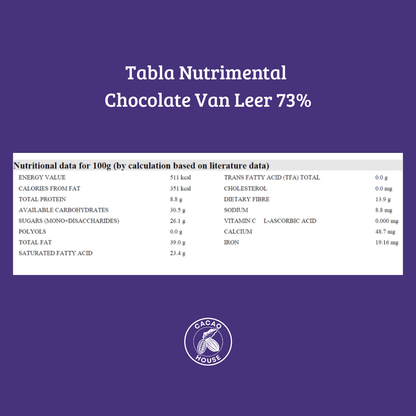 Chocolate amargo 73% cacao Van Leer