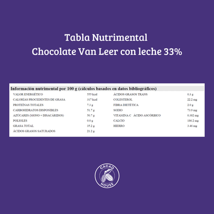 Chocolate con leche 33% cacao Van Leer