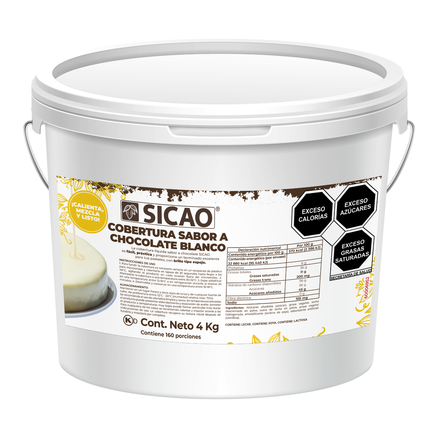 Cobertura sucedánea líquida sabor chocolate blanco Sicao