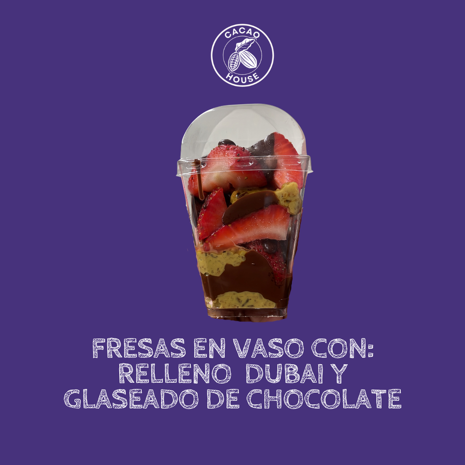 Curso relleno Dubai aplicado a chocolates rellenos y fresas en vaso