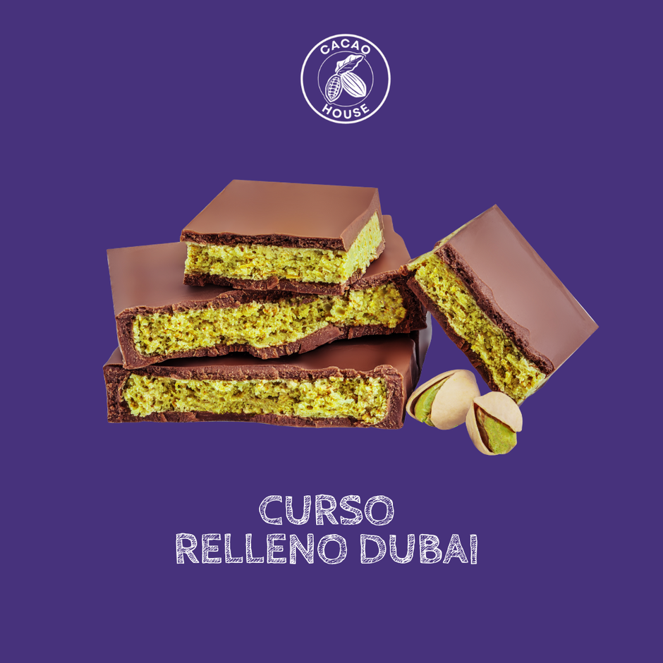 Curso relleno Dubai aplicado a chocolates rellenos y fresas en vaso
