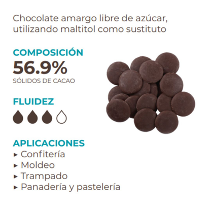 chocolate amargo sin azucar sicao