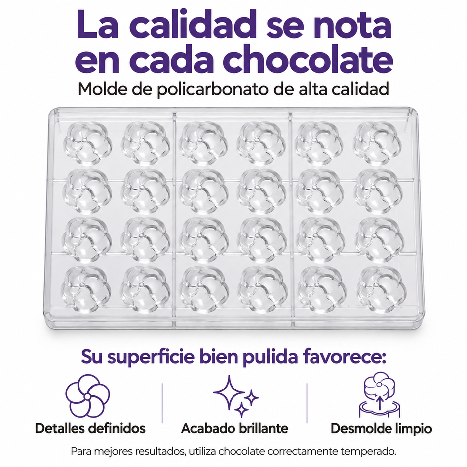 moldes de chocolate bonbon petalo