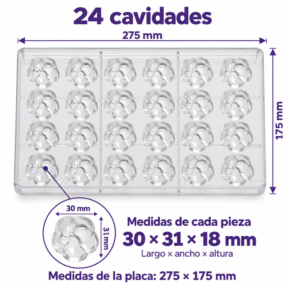 molde de chocolate petalo